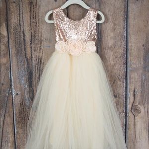 Little girl flower girl dress rose gold